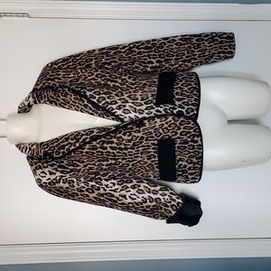 Dollhouse Single Button Tailored Fit Black & Tan Leopard Print Blazer